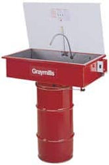 Graymills - Drum Mount Solvent-Based Parts Washer - 10 Gal Max Operating Capacity, Steel Tank, 65" High x 32" Long x 18" Wide, 115 Input Volts - Caliber Tooling