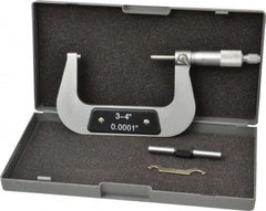 Value Collection - 3 to 4" Range, 0.0001" Graduation, Mechanical Outside Micrometer - Ratchet Stop Thimble - Caliber Tooling