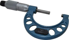 Fowler - 1 to 2" Range, 0.0001" Graduation, Mechanical Outside Micrometer - Friction Thimble, Accurate to 0.00015" - Caliber Tooling