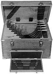 Mitutoyo - 6 to 12" Range, 6 Piece Mechanical Outside Micrometer Set - 0.0001" Graduation, 0.0002 (6 to 9), 0.00025 (9 to 12)" Accuracy, Ratchet Stop Thimble, Carbide Tipped Face - Caliber Tooling