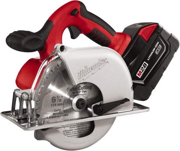 Milwaukee Tool - 28 Volt, 6-7/8" Blade, Cordless Circular Saw - 3,200 RPM, 2 Lithium-Ion Batteries Included - Caliber Tooling