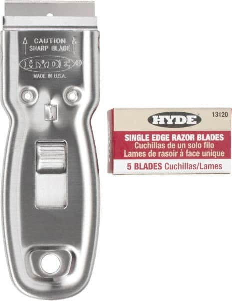 Hyde Tools - Stiff Carbon Steel 1-Edge Scraper Set - 1-1/2" Blade Width - Caliber Tooling