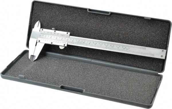 Value Collection - 0 to 6" Carbon Steel Vernier Caliper - 0.05mm Graduation, 1.5748" Jaw Depth, 0.0012" Accuracy, Includes Depth, Inside Diameter, Outside Diameter, Step - Caliber Tooling