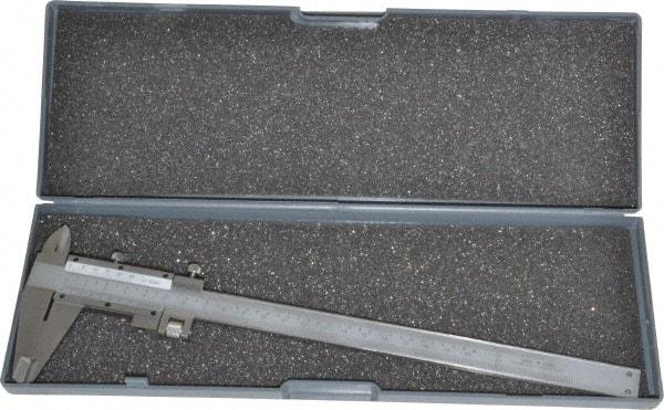 Value Collection - 0 to 8" Stainless Steel Vernier Caliper - 0.02mm Graduation, 1.9685" Jaw Depth, 0.0012" Accuracy, Includes Depth, Inside Diameter, Outside Diameter, Step - Caliber Tooling