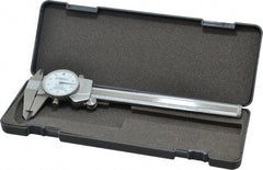 Fowler - 0" to 6" Range, 0.001" Graduation, 0.1" per Revolution, Dial Caliper - White Face, 1.6" Jaw Length - Caliber Tooling