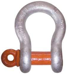 CM - 1-1/8" Nominal Chain Size, 15 Ton Alloy Steel Screw Anchor Shackle - 1-3/8" Diam, 1-1/4" Pin Diam, 1-25/32" Wide Inside Jaw, 2-5/8" Inside Width - Caliber Tooling