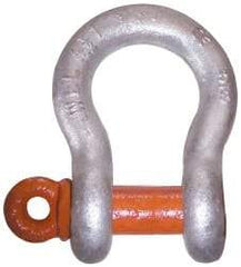 CM - 3/4" Nominal Chain Size, 7 Ton Alloy Steel Screw Anchor Shackle - 31/32" Diam, 7/8" Pin Diam, 1-1/4" Wide Inside Jaw, 1-3/4" Inside Width - Caliber Tooling