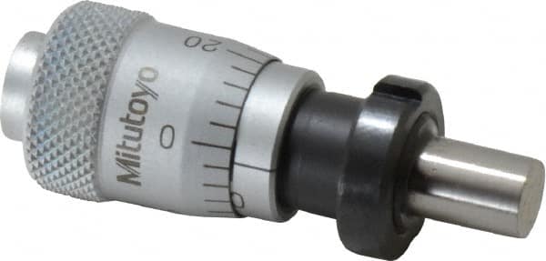 Mitutoyo - 1/4 Inch, 0.59 Inch Thimble, 6.35mm Diameter x 0.3543 Inch Long Spindle, Mechanical Micrometer Head - Caliber Tooling