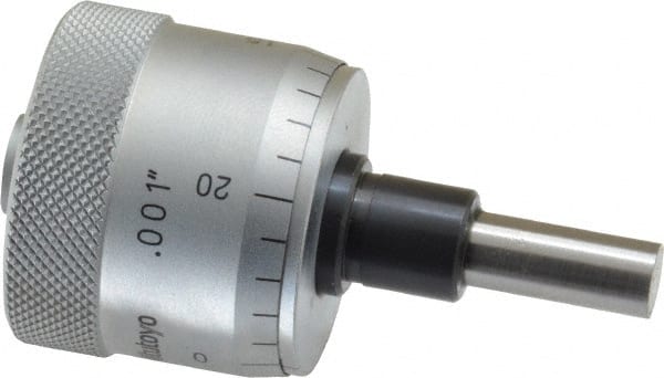 Mitutoyo - 1/2 Inch, 1.14 Inch Thimble, 6.35mm Diameter x 0.6102 Inch Long Spindle, Mechanical Micrometer Head - Caliber Tooling