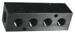 Made in USA - 3/8" Inlet, 1/4" Outlet Manifold - 13-3/4" Long x 1-1/4" Wide x 1-1/4" High, 0.2" Mount Hole, 2 Inlet Ports, 9 Outlet Ports - Caliber Tooling