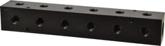 Made in USA - 1/2" Inlet, 1/4" Outlet Manifold - 9-1/4" Long x 1-1/2" Wide x 1-1/2" High, 0.2" Mount Hole, 2 Inlet Ports, 6 Outlet Ports - Caliber Tooling