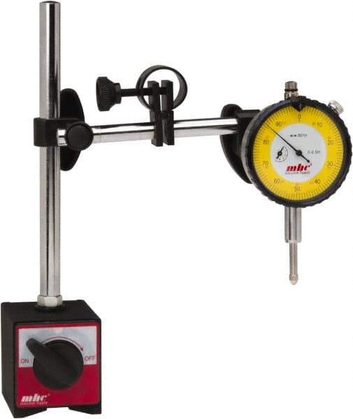 Value Collection - 0.001" Graduation, 0-100 Dial Reading, Indicator & Base Kit - C Holder, 0.001 Inch Graduation, Includes Dial Indicator, Magnetic Base - Caliber Tooling