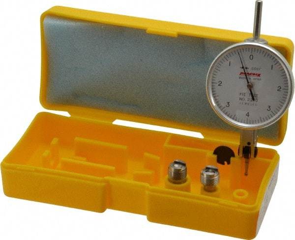 Peacock - 0.008 Inch Range, 0.0001 Inch Dial Graduation, Horizontal Dial Test Indicator - 1-53/64 Inch White Dial, 0-4-0 Dial Reading, Accurate to 0.0003 Inch - Caliber Tooling