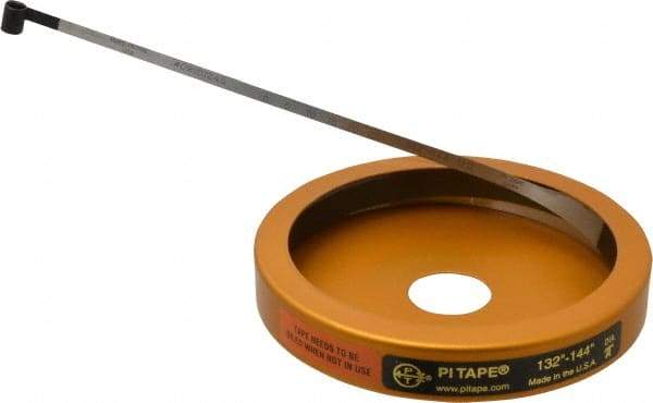 Made in USA - 0.001 Inch Graduation, 132 to 144 Inch Measurement, Spring Steel Diameter Tape Measure - 1/2 Inch Wide, 0.01 Inch Thick - Caliber Tooling