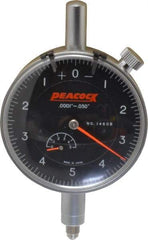 Peacock - 0.05" Range, 0-5-0 Dial Reading, 0.0001" Graduation Dial Drop Indicator - 2-3/64" Dial, 0.0003" Accuracy, Revolution Counter - Caliber Tooling