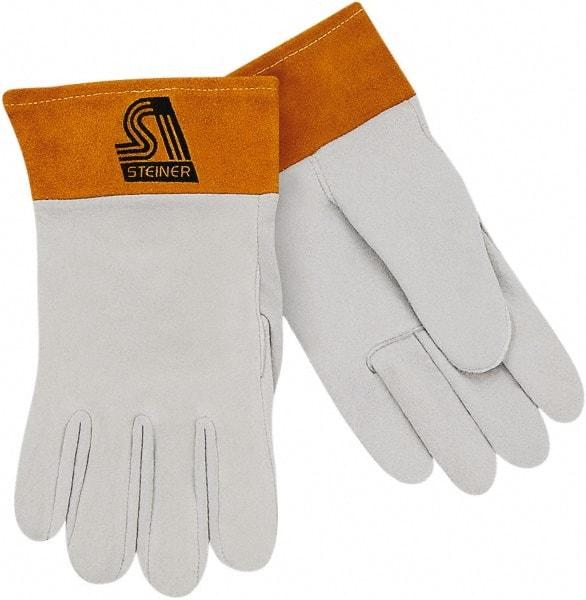 Steiner - Size XL Unlined Deerskin Welding Glove - 11" OAL, Safety Cuff, For TIG - Caliber Tooling