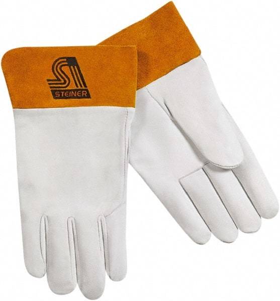 Steiner - Size L Unlined Kidskin Welding Glove - 11" OAL, Safety Cuff, For TIG - Caliber Tooling