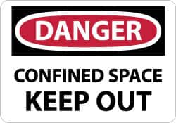 NMC - "Danger - Confined Space - Keep Out", 10" Long x 14" Wide, Aluminum Safety Sign - Rectangle, 0.04" Thick, Use for Accident Prevention - Caliber Tooling