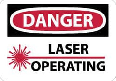 NMC - "Danger - Laser Operating", 10" Long x 14" Wide, Rigid Plastic Safety Sign - Rectangle, 0.05" Thick, Use for Accident Prevention - Caliber Tooling