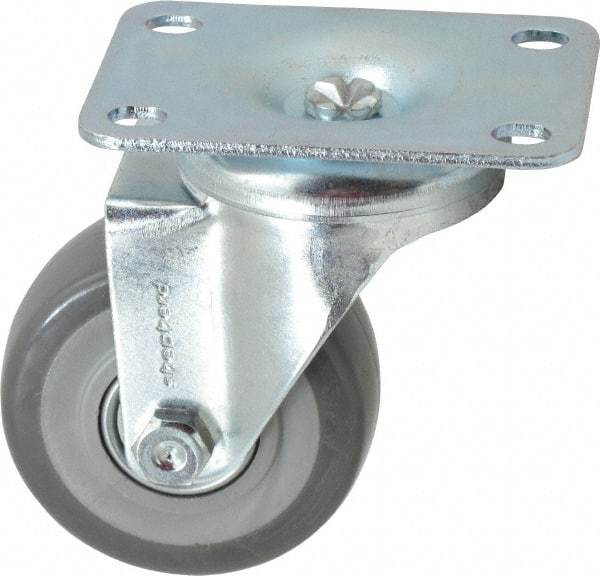 Shepherd - 3" Diam x 1-1/4" Wide x 4-1/4" OAH Top Plate Mount Swivel Caster - Polyurethane, 185 Lb Capacity, Ball Bearing, 2-5/8 x 3-3/4" Plate - Caliber Tooling