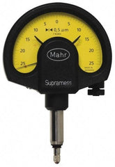 Mahr - 0.5 micro m Graduation, Accuracy Up to 0.5 m, 25 micro m Measurement, Dial Comparator Gage - 1 N Force, 2.8mm Overtravel, White - Caliber Tooling