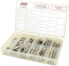 Made in USA - 500 Piece, 1/16 to 7/16" Pin Diam, Spring Pin Assortment - 420 Stainless Steel - Caliber Tooling