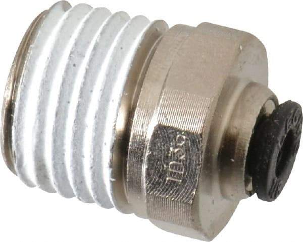 Legris - 1/8" Outside Diam, 1/4 NPT, Nickel Plated Brass Push-to-Connect Tube Male Connector - 290 Max psi - Caliber Tooling