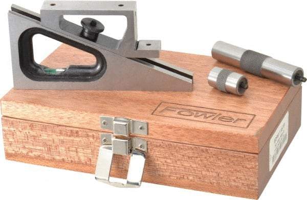 Fowler - 6-1/4 Inch Adjustable Planer and Shaper Gage - 5 Inch Long, 3/4 Inch Wide, 6-1/4 Inch High Base, Includes 1 Inch Extension Post, 3 Inch Extension Post, Wooden Case - Caliber Tooling