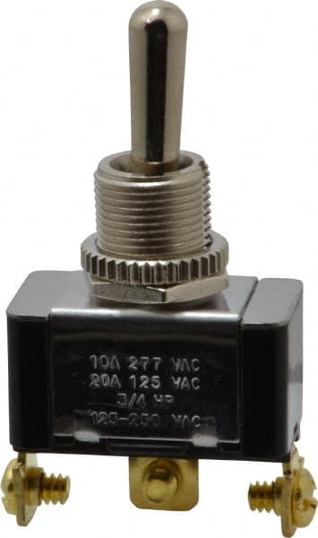 GC/Waldom - SPDT Heavy Duty On-Off-On Toggle Switch - Screw Terminal, Bat Handle Actuator, 3/4 hp at 125/250 VAC hp, 277 VAC - Caliber Tooling