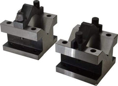 Value Collection - 2-9/16" Max Capacity, 90° Angle, Hardened Steel V-Block - 4-1/8" Long x 4-1/8" Wide x 3-1/16" High, Sold as 2 Block Set - Caliber Tooling