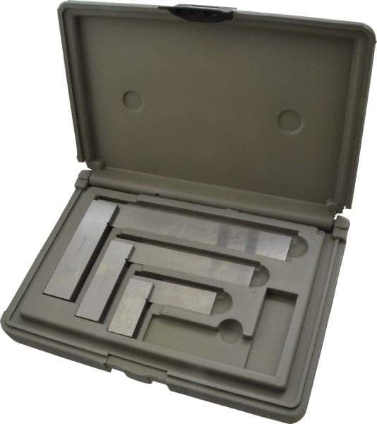 TESA Brown & Sharpe - 3 Piece, 1-1/2, 3, 4 Inch Base Length, 2, 4, 6 Inch Blade Length, Square Set - Accuracy Up to 0.0006 Inches, Steel, Includes Case - Caliber Tooling