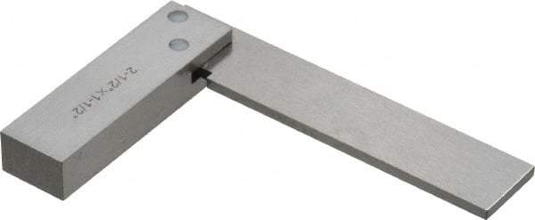 Value Collection - 2-1/2" Blade Length, 1-1/2" Base Length Steel Square - 0.0003" Accuracy, Beveled Edge - Caliber Tooling