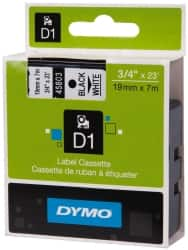 Dymo - 276" Long, Black Label Tape - 3/4" Wide, 23' Long - Caliber Tooling