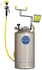 Bradley - 10 Gallon, 0.4 GPM Flow Rate at 30 PSI, Pressurized with Drench Hose Stainless Steel, Portable Eye Wash Station - 15 Min Duration, 25-1/4 Inch High - Caliber Tooling