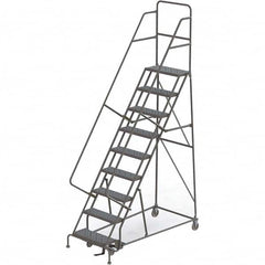 TRI-ARC - 126" 9 Step Rolling Platform Ladder - 450 Lb Capacity, 90" Platform Height, 35" Base Width x 69" Depth, Perforated Tread - Caliber Tooling