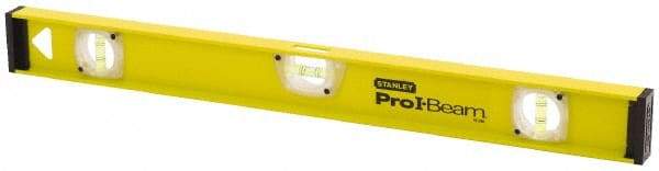 Stanley - 48" Long 3 Vial I-Beam Level - Aluminum, Yellow, 1 Level & 2 Plumb Vials - Caliber Tooling