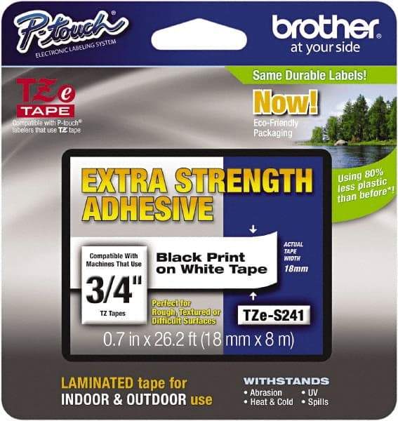 Brother - 3/4" Wide x 314.4" Long, White Plastic/Paper Tape Cassette - For Label Maker - Caliber Tooling