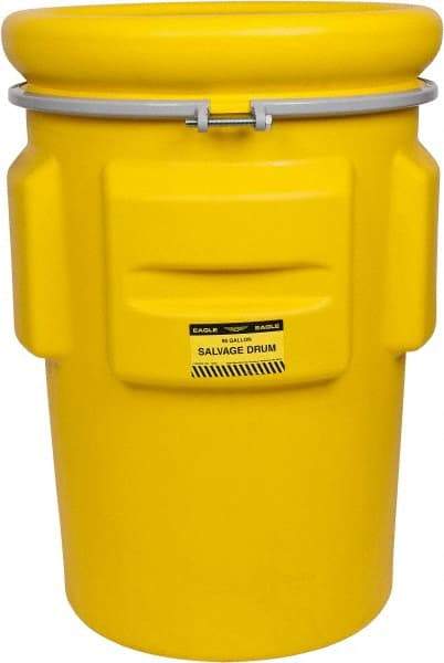 Eagle - 95 Gallon Capacity, Metal Band with Bolt Closure, Yellow Salvage Drum - 55 Gallon Container, Polyethylene, 748 Lb. Capacity, UN 1H2/X340/S Listing - Caliber Tooling