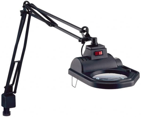 Electrix - 45 Inch, Spring Suspension, Clamp on, Halogen, Black, Magnifying Task Light - 100 Watt, 1.75x Magnification, 5 Inch Wide - Caliber Tooling