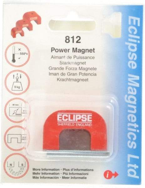 Eclipse - 1 Hole, 0.1969" Hole Diam, 63/64" Overall Width, 1-37/64" Deep, 63/64" High, 20 Lb Average Pull Force, Alnico Power Magnets - 10mm Pole Width, 550°C Max Operating Temp, Grade 5 Alnico - Caliber Tooling