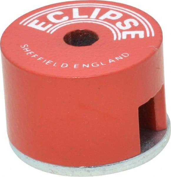 Eclipse - 1" Diam, 3/16" Hole Diam, 3.4 kg Max Pull Force Alnico Button Magnet - 5/8" High, 11/32" Gap Width, Grade 5 Alnico - Caliber Tooling