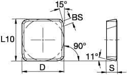 Kennametal - SPKN53 Grade KC725M Carbide Milling Insert - TiN/TiCN/TiN Finish, 3/16" Thick, 5/8" Inscribed Circle - Caliber Tooling