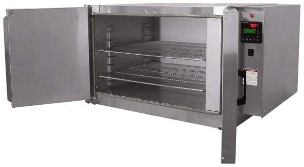 Grieve - 1 Phase, 28 Inch Inside Width x 24 Inch Inside Depth x 18 Inch Inside Height, 350°F Max, Portable Heat Treating Bench Oven - 2 Shelves, 7 Cubic Ft. Work Space, 115 Max Volts, 41 Inch Outside Width x 30 Inch Outside Depth x 23 Inch Outside Height - Caliber Tooling