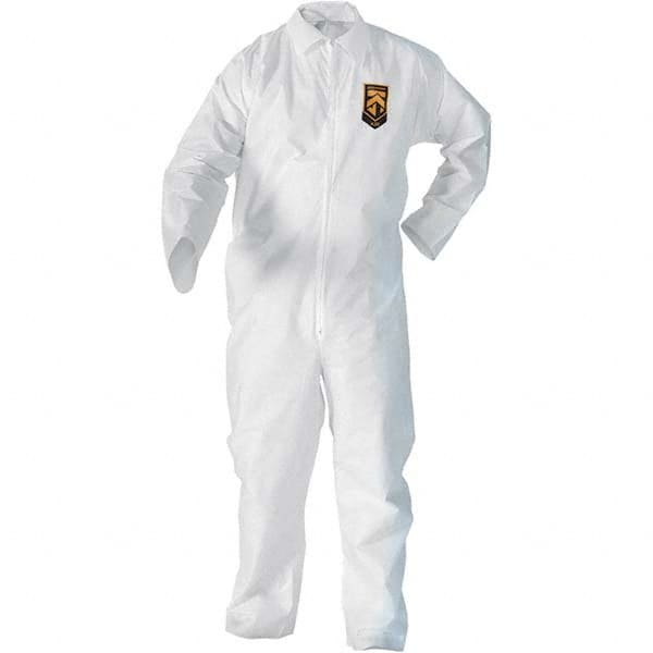 KleenGuard - Size M SMS General Purpose Coveralls - White, Zipper Closure, Elastic Cuffs, Elastic Ankles, Serged Seams - Caliber Tooling