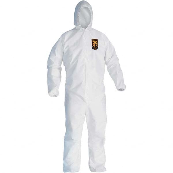 KleenGuard - Size L SMS General Purpose Coveralls - White, Zipper Closure, Elastic Cuffs, Elastic Ankles, Serged Seams - Caliber Tooling