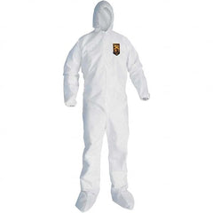 KleenGuard - Size L SMS General Purpose Coveralls - White, Zipper Closure, Elastic Cuffs, with Boots, Serged Seams - Caliber Tooling