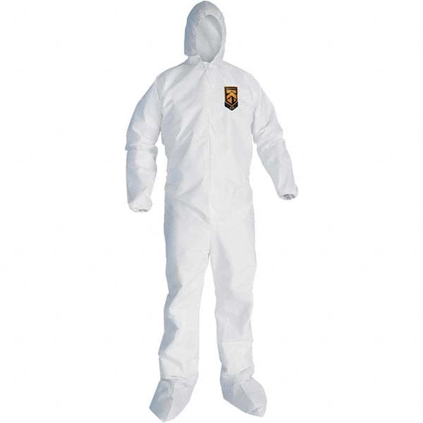 KleenGuard - Size 3XL SMS General Purpose Coveralls - White, Zipper Closure, Elastic Cuffs, with Boots, Serged Seams - Caliber Tooling