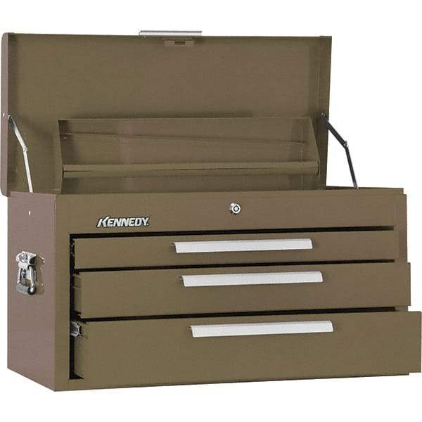 Kennedy - 3 Drawer Tool Chest - 26-1/8" Wide x 12-1/8" Deep x 14-3/4" High, Steel, Brown - Caliber Tooling