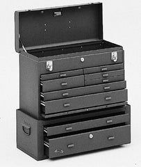 Kennedy - 9 Drawer, 2 Piece, Brown Steel Machinist's Combo - 9-5/8 Inches Deep 7.812 Inches High 21.62 Inches Wide Base - Caliber Tooling