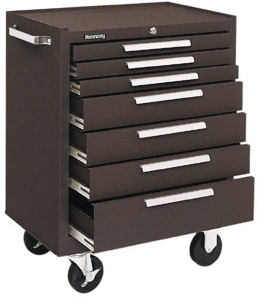 Kennedy - 7 Drawer Steel Tool Roller Cabinet - 27" Wide x 35" High x 18" Deep, Brown - Caliber Tooling